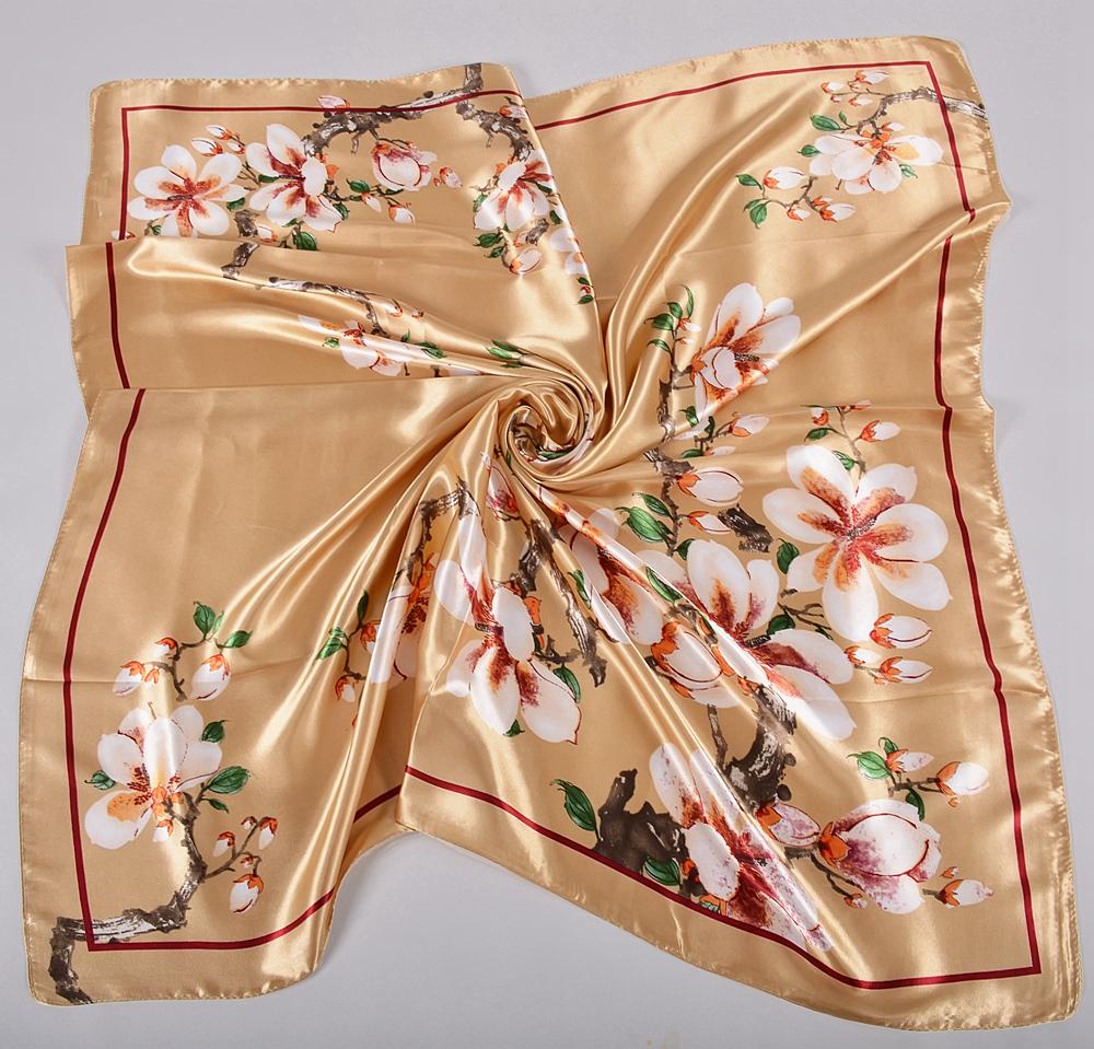 BYSIFA Pink Damen Quadratische Schals Hijabs Bedruckt Mode Elegant Damen Satin Seidenschal Kopftuch Luxus Süßer Halsschal