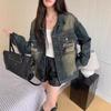 Unisex Retro Distressed Denim Jacket - New 2054 Loose Fit, Versatile Street Style for Autumn