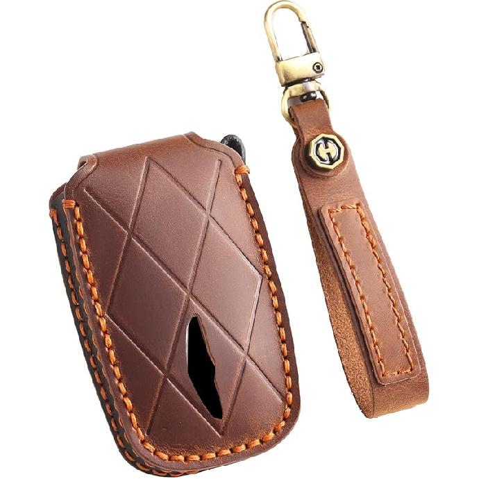 

Кожаный чехол для ключа-брелока Подходит для Genesis GV60 GV80 G70 G90 2025 2024 2023 Защитник чехла для ключа-брелока 8 Button-brown