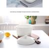 Double Ear Ceramic Soup Bowl Set with Lid - Microwave Safe, Includes Large Spoon and Tureen, Pure White, Creative Design (8 Bowls)