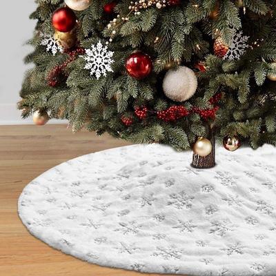 Christmas Tree Decorations White Embroidered Snowflake Tree Skirt White Plush Sequin Christmas Tree Skirt