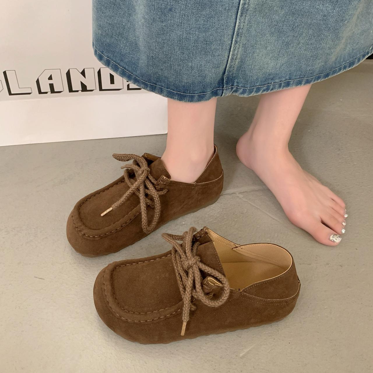 

Lazy wind simple soft-soled Boken shoes women s autumn new comfortable and light Doudou shoes lazy one-pedal single shoes women 40 темно-коричневого кольору