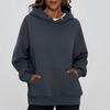Ladies' Fashionable Solid Color Casual Hooded Pocket Long Sleeved Top