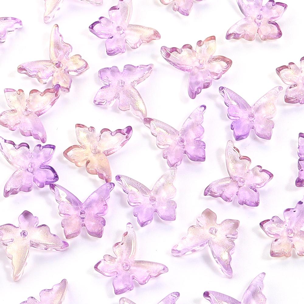 50pcs Butterfly Lampwork Beads 14x12mm Colorful Glass Loose Spacer Beads For Jewelry Making DIY Necklace Bracelets Accessories