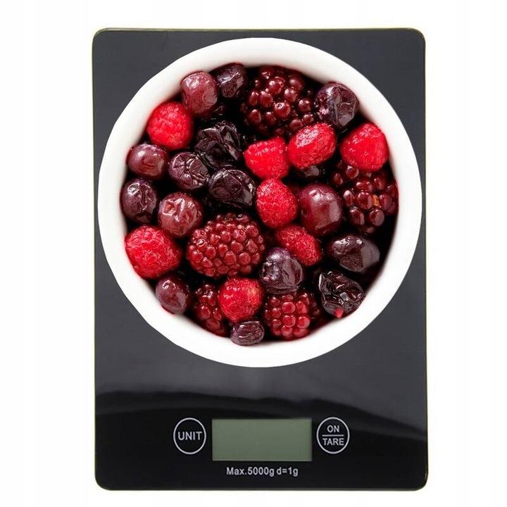 Waga Kuchenna Elektroniczna Czarna Szklana Lcd Cyfrowa Dokładna Płaska 5Kg