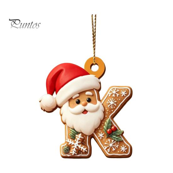 Christmas Tree Gingerbread Letter Ornaments 2D Flat Acrylic Ornaments, Pendant with Santa Claus, Personalized Alphabet Keepsake for Friends