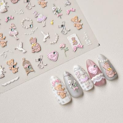 Bear Bright Crystal Nail Stickers Cute Stickers DIY Creative Decoration