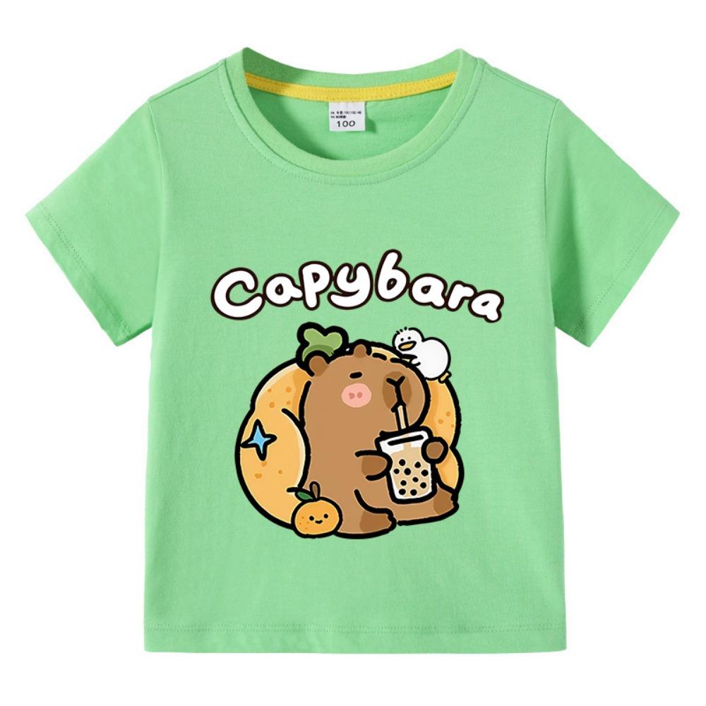 Children  T-shirt Kids Capybara T-shirt  Child Boys Cute Capibara Round Neck Tops Tee Kids Clothes For Summer