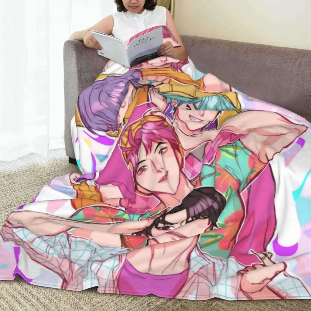 Cute Kpop Demon Hunter Warm And Soft Sofa Blanket Flannel Nap Blanket Living Room Office Bedroom Cartoon Sofa Travel