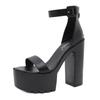 Fashion Big Size 34-43 Super High Heels 14cm Roman Sandals Women 2025 Summer PU Leather Buckle Platform Ladies Chunky Casual Heel Shoes
