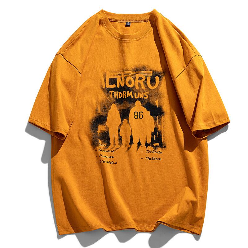 Short-Sleeved T-Shirt Men'S Trendy Half-Sleeved Men'S Top Loose Trendy Couple Five-Quarter-Sleeved Clothes