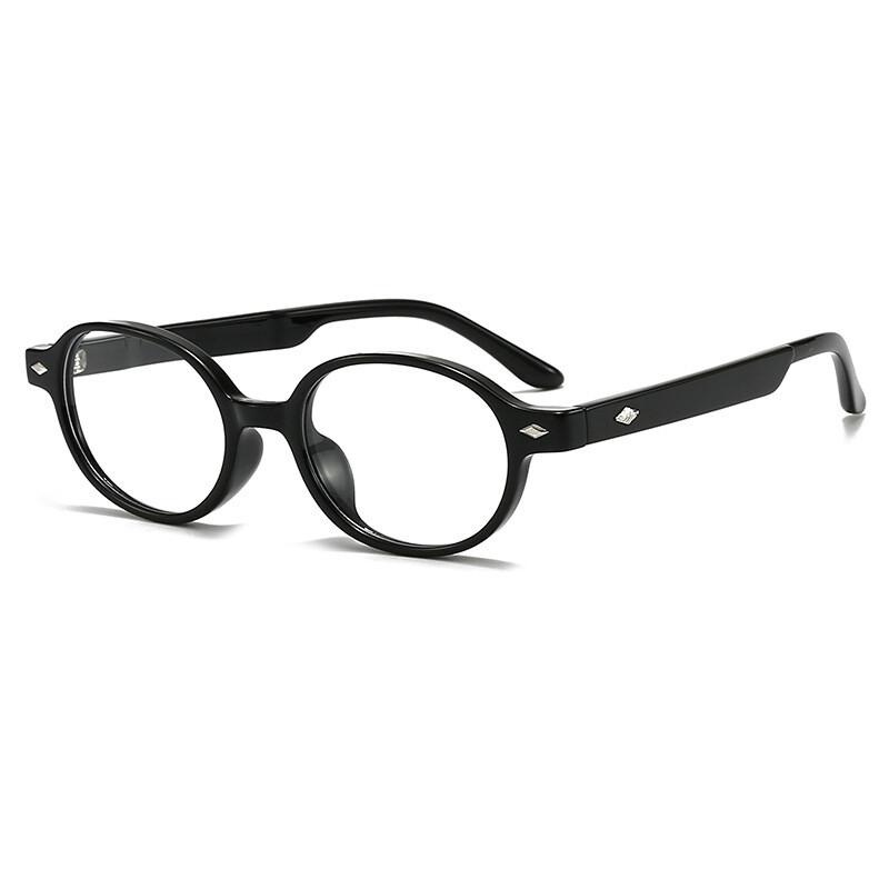 Light Frame Anti Blue Glasses Fashion Small Oval Reading Glasses Men Korean Popular Optical Eyeglasse Women'S Black Glasses