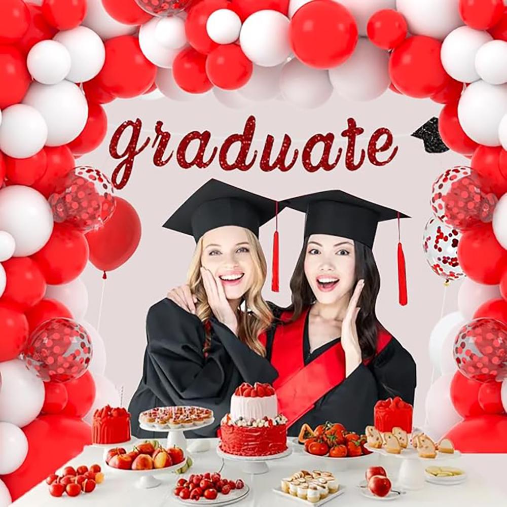 Christmas White Balloons Garland Red Confetti Balloon Arch Kit Birthday Party Baby Shower Wedding Graduation Decoration Globos