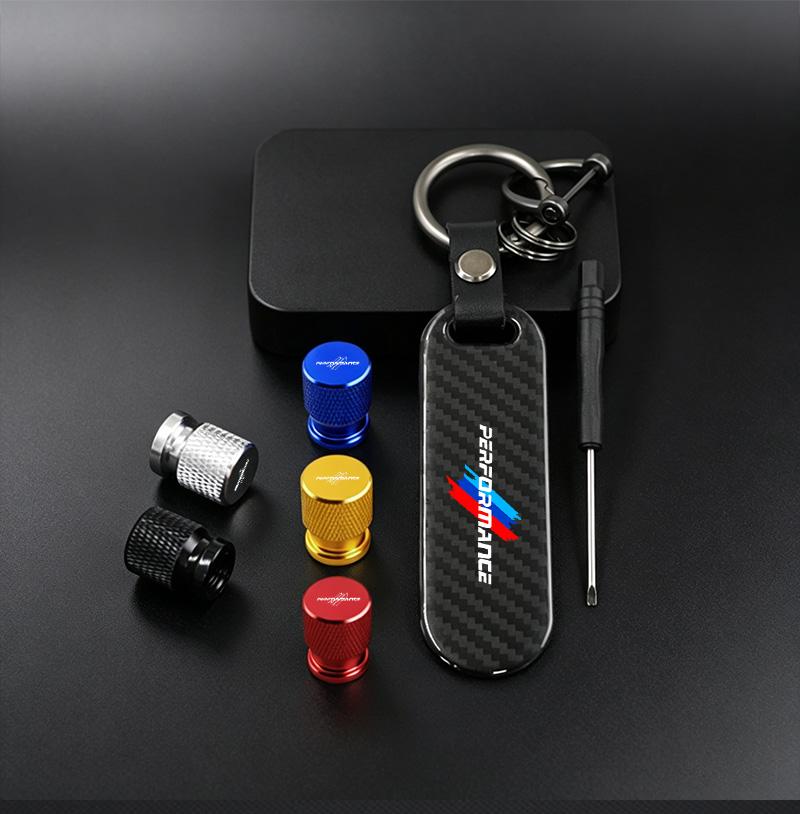 Car Valve Caps Wheel Tires Air Tyre Stem Protective Cover And Car Keychain For BMW M Performance Emblem E46 E36 E34 F10 E90 E60 GX6