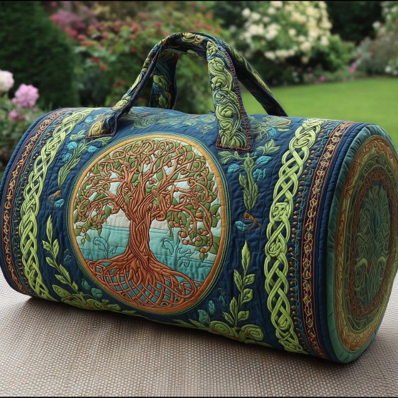 El Yapımı Kapitone Seyahat Çantası Vintage Sanatsal Karavan Doğa Spor Çantası Boho Hafta Sonu Çantası Erkek Kadın Kamp Yürüyüş Yolculuğu İçin