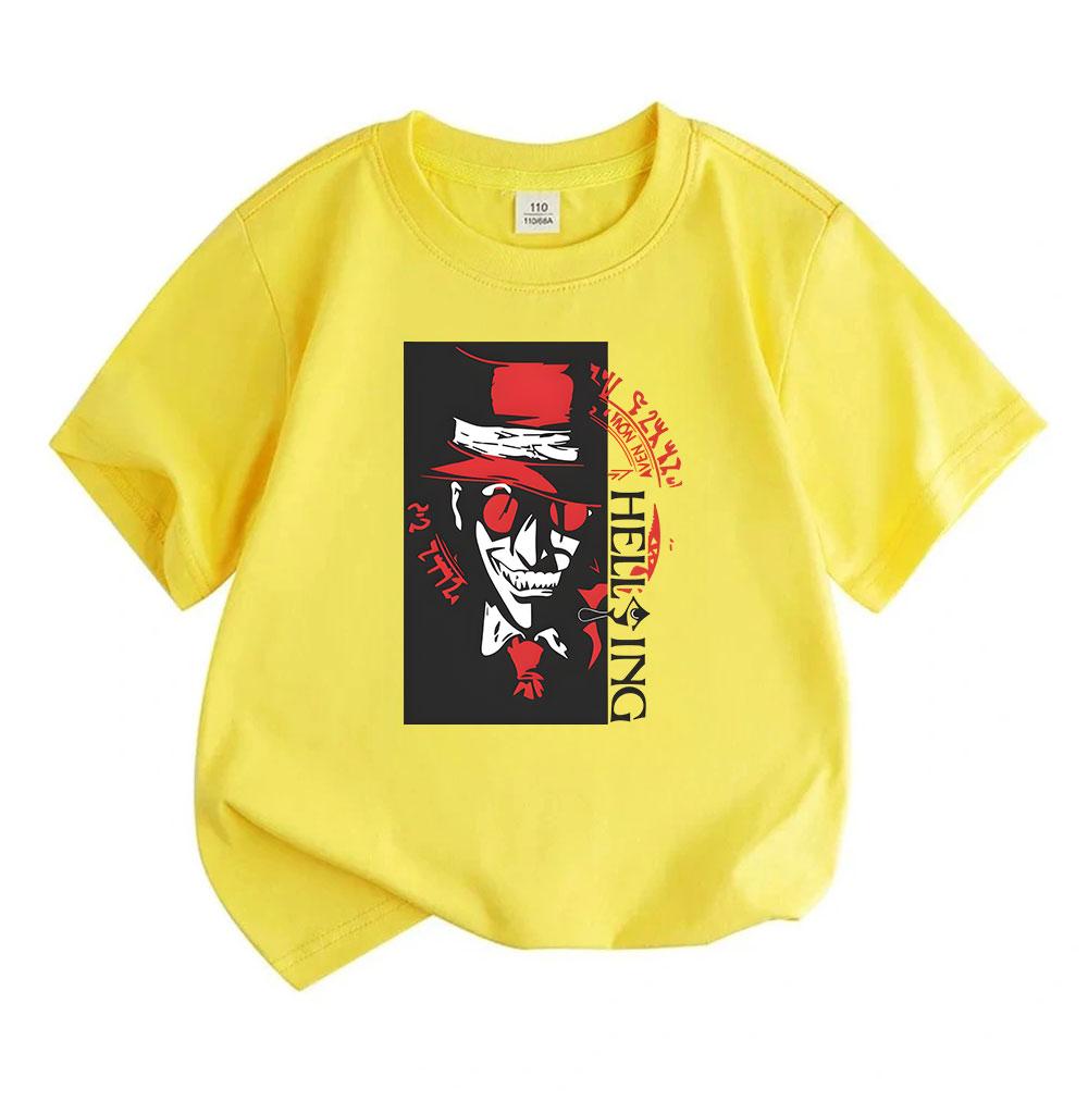 Kids Boys Girls 100% Cotton Crew Neck Short Sleeve T-shirt, Cool Vampire Character Graphic Print Casual Soft Breathable Tee for Daily Street Wear Summ