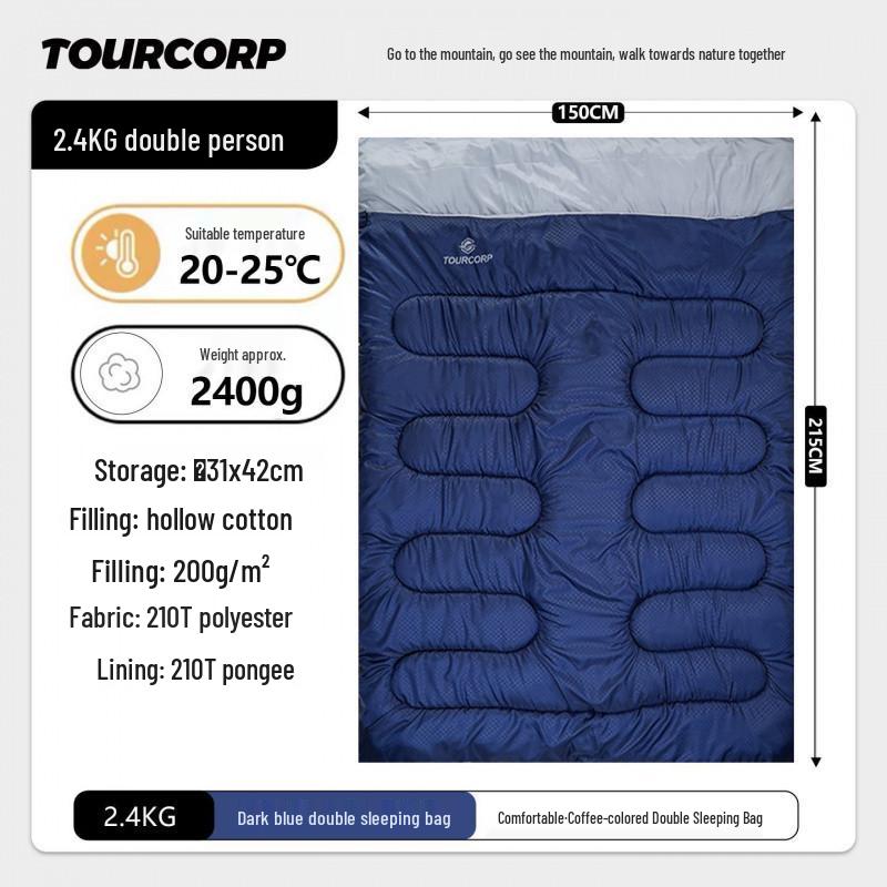 Double Adult Sleeping Bag: Portable, Thick Warm Quilt for Outdoor Camping, Autumn/Winter Use, Dual-Use Cold Protection