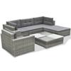 VidaXL Salon de jardin avec coussins 6 pcs résine tressée gris 42744