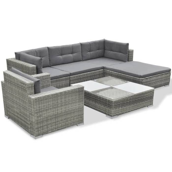 VidaXL Salon de jardin avec coussins 6 pcs résine tressée gris 42744