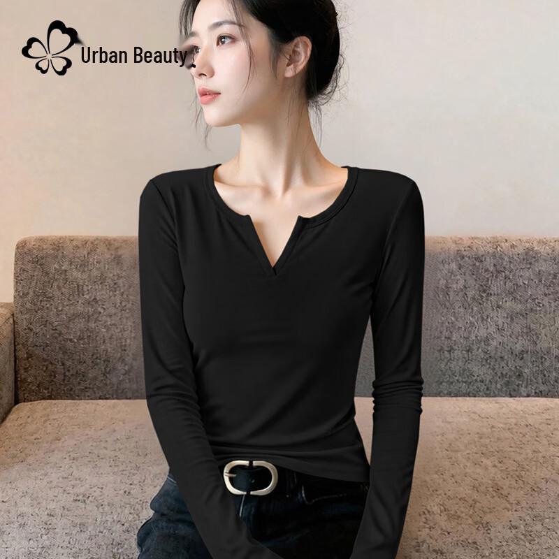Women s V-Neck Knit Long Sleeve T-Shirt M