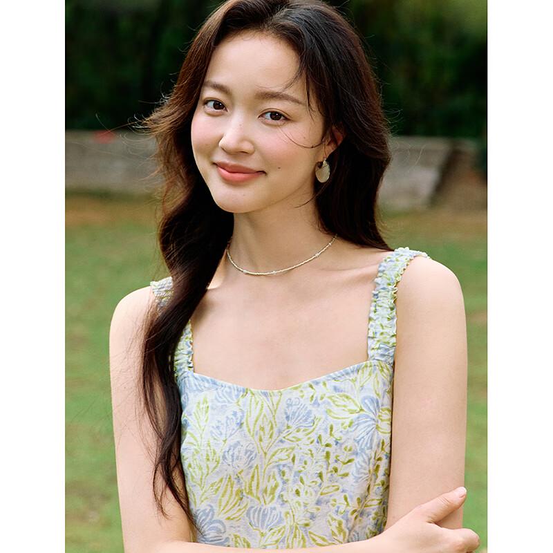 

INMAN 2025 Spring Floral Print V-Neck A-Line Dress L