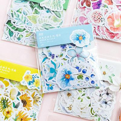 45pcs/set Kawaii Journal Cute Diary Flower Stickers Scrapbooking Stationery Decoration