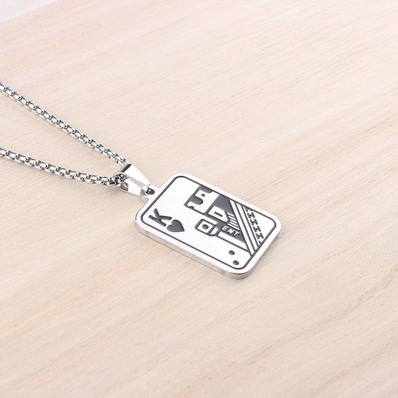Men's Spade Pendant Necklace: Stainless Steel, Hip Hop Style, Hoodie Chain, Couple Accessories.