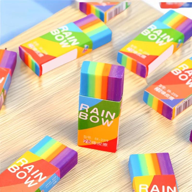 5/10pcs Rainbow 2b Pencil Erasers Soft  Non Feathered Stationery for Writing Drawing Office Study Supplies