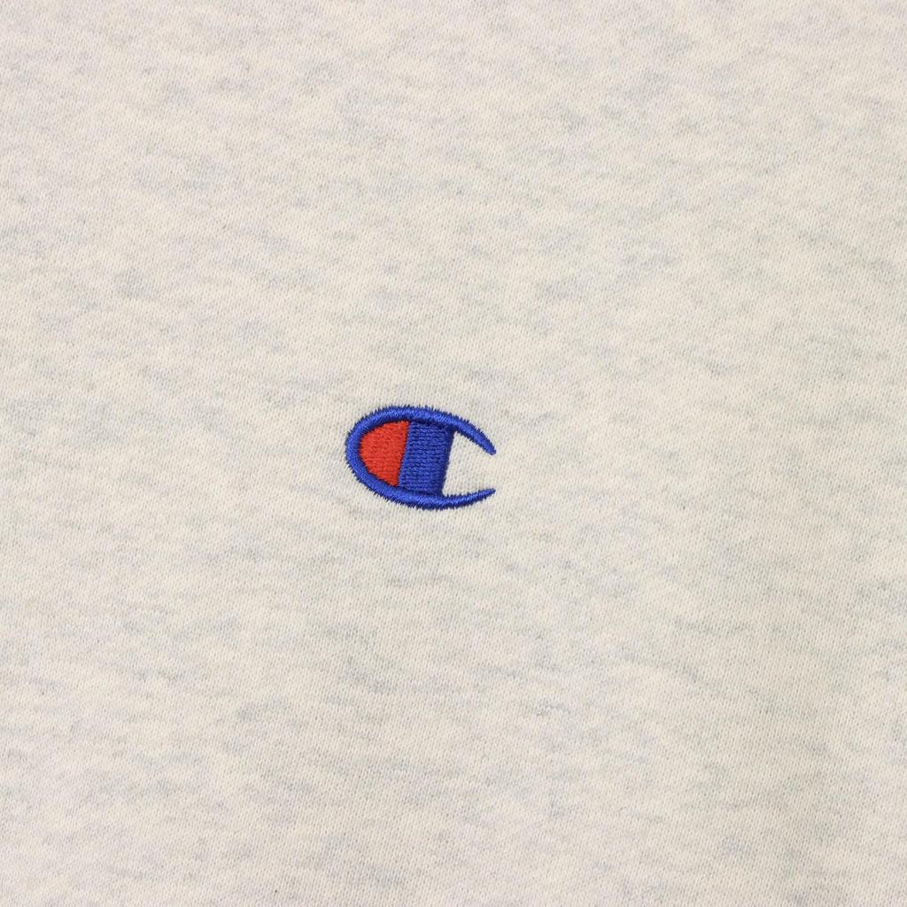 Champion Oatmeal Cotton USA Long Sleeve Sweatshirt with Logo Men's Half-Zip One-Point (C8-Y015Z)