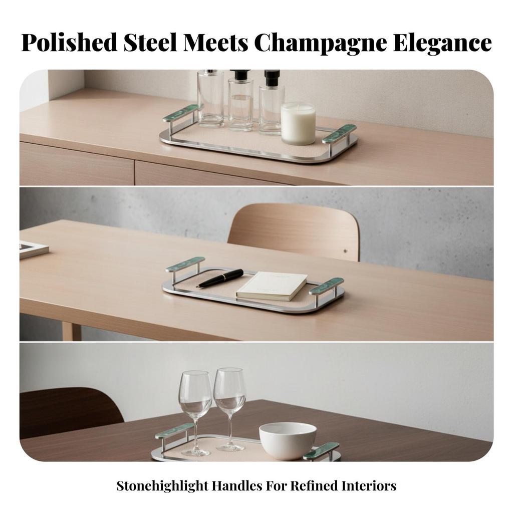 Rectangular Serving Tray Mirror-Finish Platter Decorative for Dining Room, Hosts