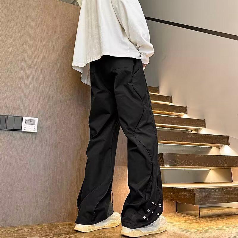 Американский ретро хай стрит вайб спортивные штаны мужские и женские модный бренд дизайнерский стиль повседневные прямые брюки стрит дэнс XXL чёрный