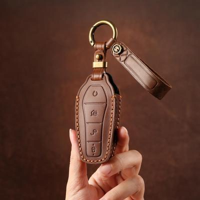 Capa para chave de carro BYD: Couro genuíno para modelos Qin, Tang, Song, Dolphin, Seal, Destroyer