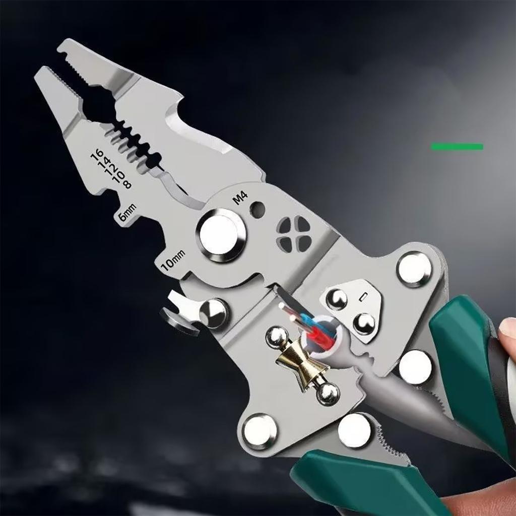 Multifunctional Folding Wire Stripper Pliers with Pulley Design Cable Cutter Crimping Tool for Multiple Hand Tool Use