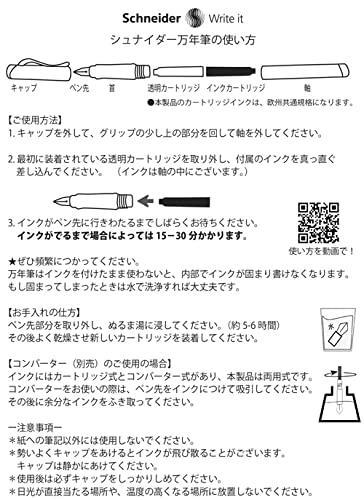 Schneider Ray Series Fountain Pen, Nib Size: F/Fine, Ink Color: Black, Includes 1 Ink Cartridge, Body Color: White/Gray, RYFP168124F