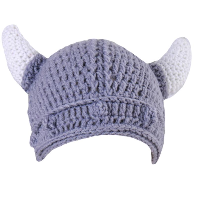 

Toddler All-match Cartoon Ox Horn Shape Hat Internet Celebrity Outdoor Windproof Cap for Keep Warming Protect Ear сірий колір
