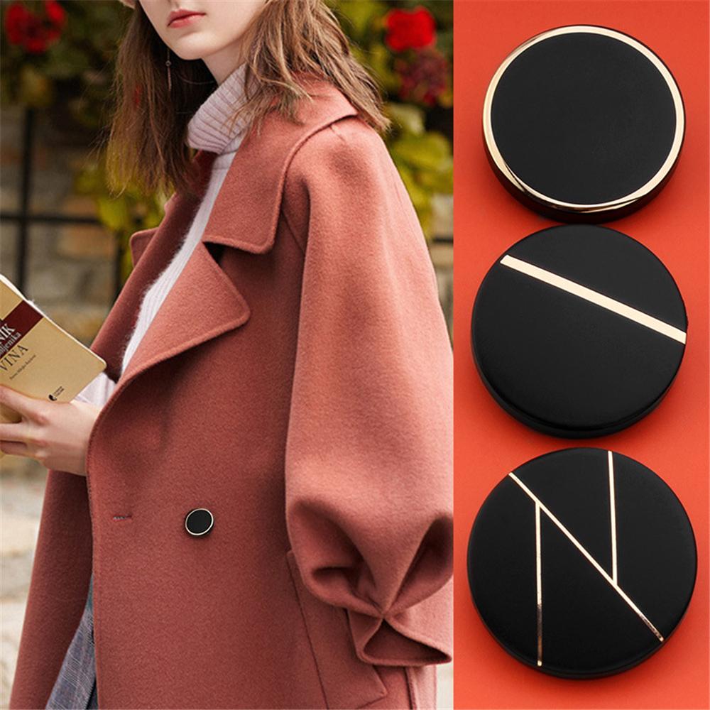 10Pcs Black Geometric Line Metal Buttons, 3 Sizes 15/23/28mm, Sewing Buttons for Coats & Blazers DIY, Durable Shank Buttons.