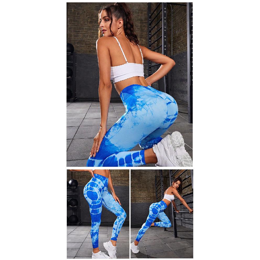 Tie Dye Seamless Peach Hip Yoga Pants, High Waist And Hip Lifting Fitness Pants, Running Sports Outdoor Yoga Pants For Women