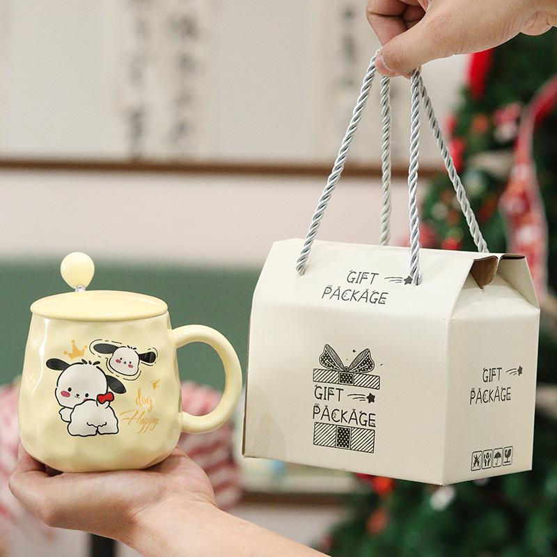 Cute Puppy Mug Gift Box Home Water Cup High-value Large Capacity Ceramic Cup with Cover Spoon