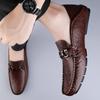 Fashion Handmade Genuine Leather Men Shoes Italian Lightweight Loafers Men Light Casual Shoes Non-slip Driving Footwear High-end Flats