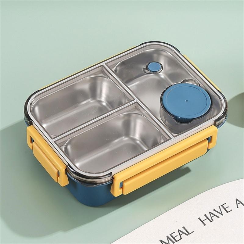 304 Stainless Steel Food Storage Container with Dividers Meal Box Portable Lunch Box for Office and Outdoor Use