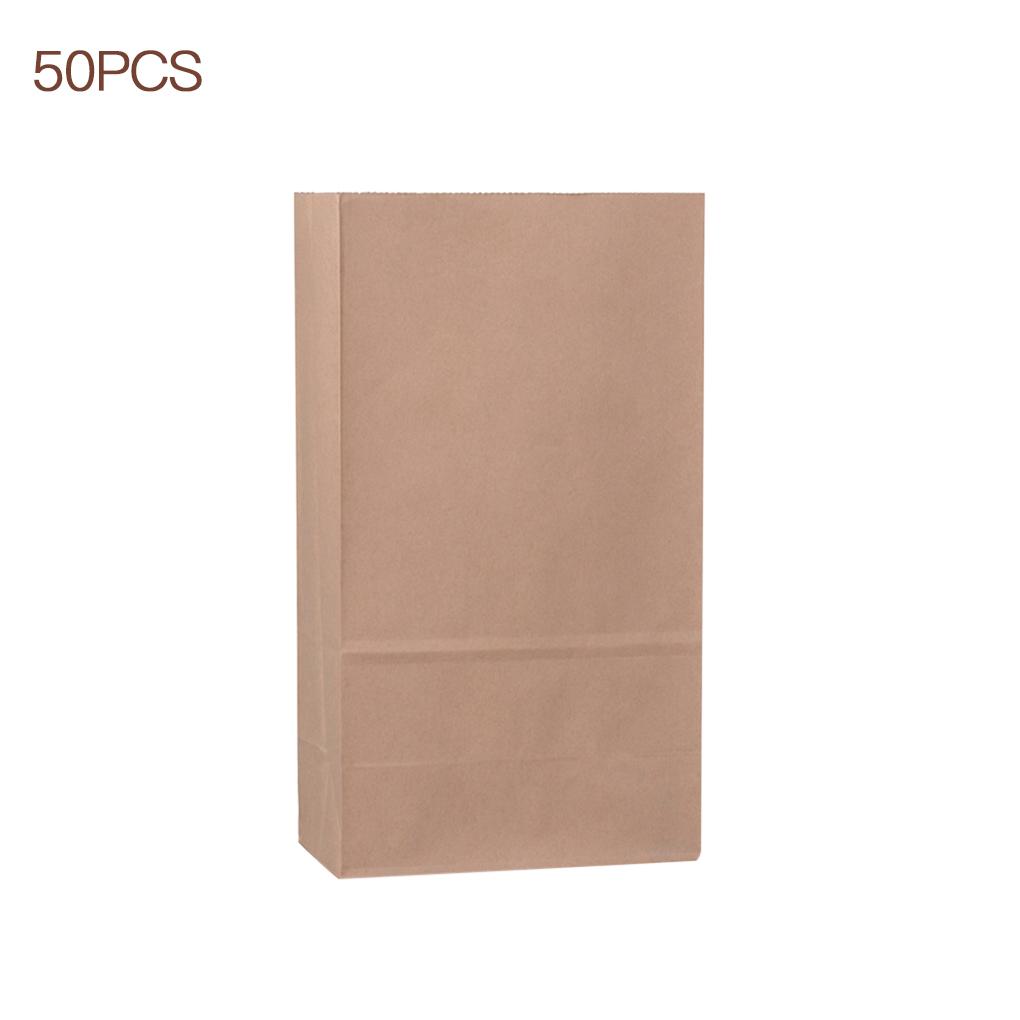 50Pcs Kraft Paper Bags Flat Grease Proof Snacks Cookie Sandwich Food