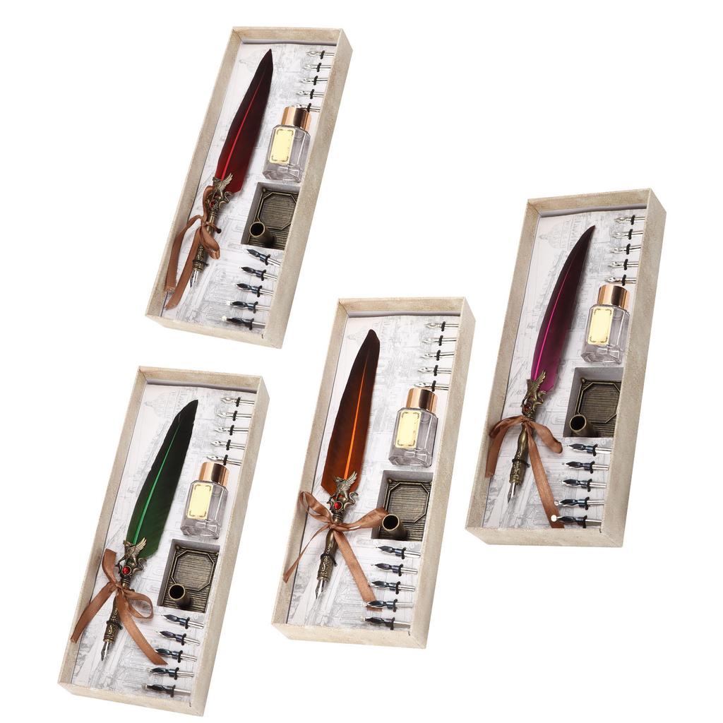 Pen Set Vintage Creativity Ink Carving Writing Suit for Lover Teacher Classmate Gift