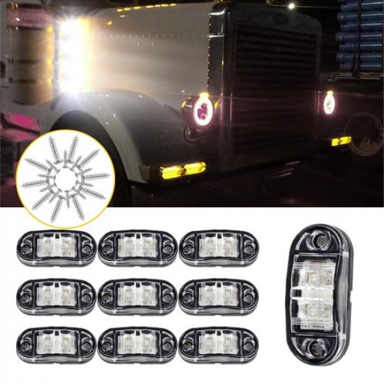 10pcs LED Car Truck Trailer RV Oval 2.5" Side Clearance Marker Lights Clear EOA