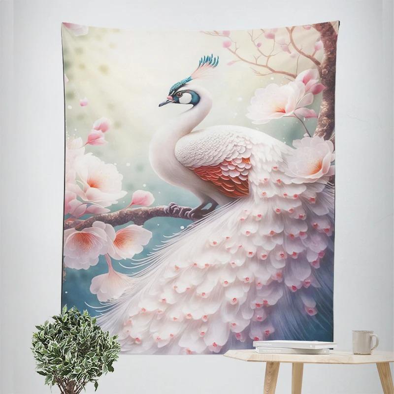 

Красивый декоративный гобелен с павлином, украшение для дома, стены, офиса, гостиной, гобелен 100x75cm