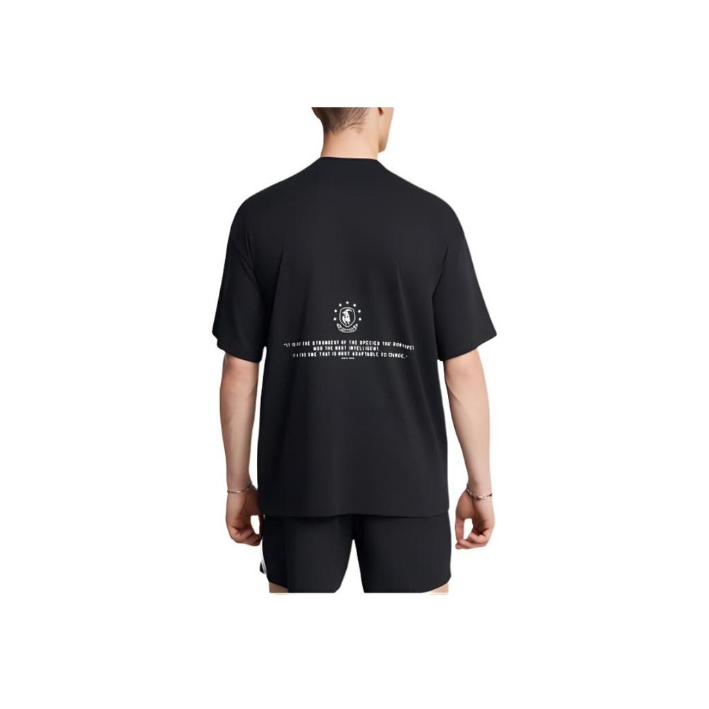 Under Armour Badge Of Honor Letter Print Crew Neck Short Sleeve T-Shirt Men Tops Black 1386892-001