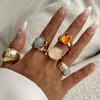 European & American Fashion Inlaid Acrylic Irregular Alloy Ring