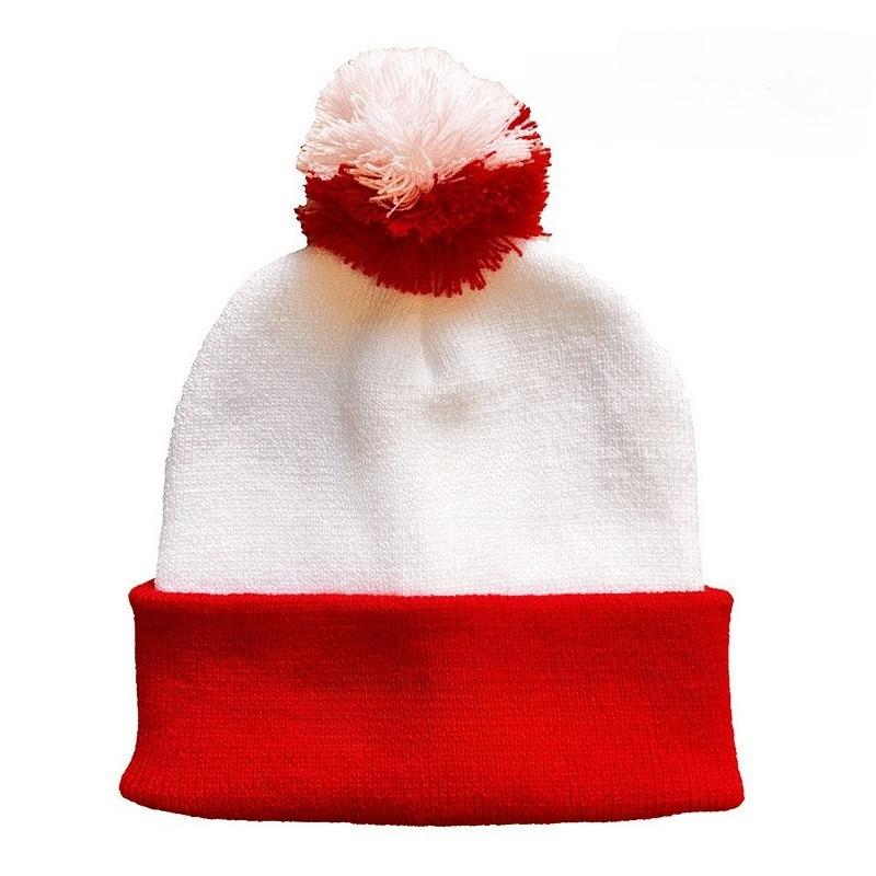 1pc Red Beanie with Pom Pom Santa Hat,Winter Warm Knit Brimless Cap Men Women Holiday Party Xmas New Year Accessories Decoration