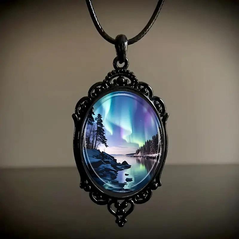 Retro Gothic Moon And Sun Pendant Necklace Women Men Punk Cross Metal Leather Rope Chain Vintage Jewelry Gift