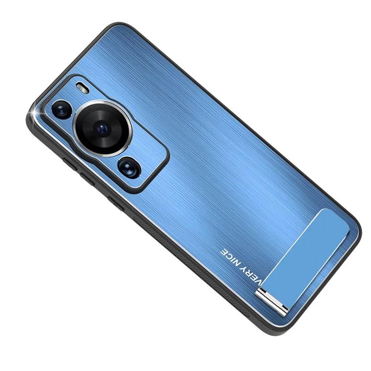 

For Huawei P60 Kickstand Brushed Phone Case Shockproof Aluminium Alloy TPU Frame Cover