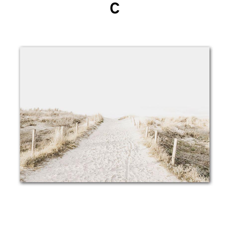 Beach Surfboard Starfish Reeds Summer Surf Landscape Beige Posters Canvas Painting Wall Art Pictures For Living Room Decor